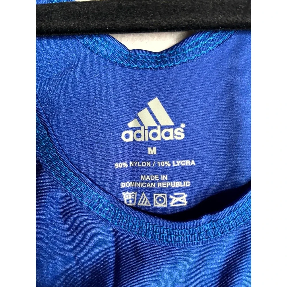 Adidas Wrestling Singlet Mens Medium Blue Yellow 3-Stripes Sleeveless Round Neck